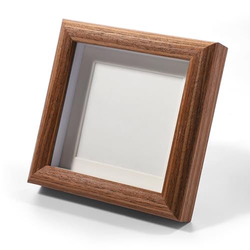 Alrhso Style-1 4x4 Shadow Box Picture Frame Solid Walnut for Memorabilia & Awards