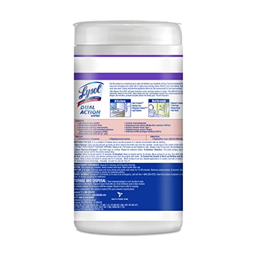 Lysol Dual Action Disinfectant Wipes, Citrus Scent, 75ct (Pack of 2)
