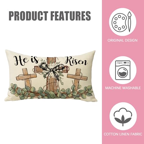 Fahrendom Easter Cross Pillow Cover 20x12 Inches Rectangular Decorative Throw Pillowcase