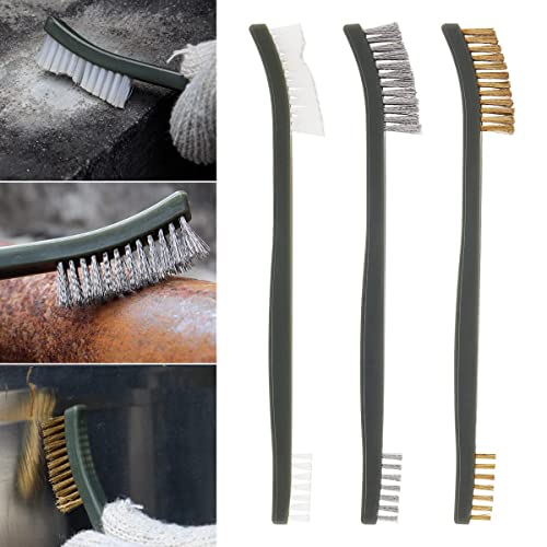 Mini Wire Brush Set - 3 Pack for Cleaning Paint, Rust & Dirt