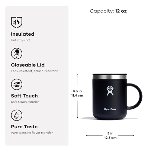 Hydro Flask Coffee Mug ? Insulated Stainless Steel, Non Spill, Leak Proof Travel Mug 12 Oz Trillium Pink
