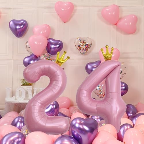 40 Inch Number 10 Pink Crown Foil Balloon Set for 10th Birthday