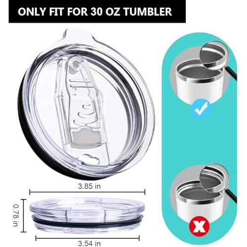 4 Pack 30 oz Tumbler Lid, Replacement Lids Compatible for YETI 30 oz Tumbler,Travel Mug,Spill Proof Splash Resistant Silicone Sliding Covers,Straw Friendly, BPA Free