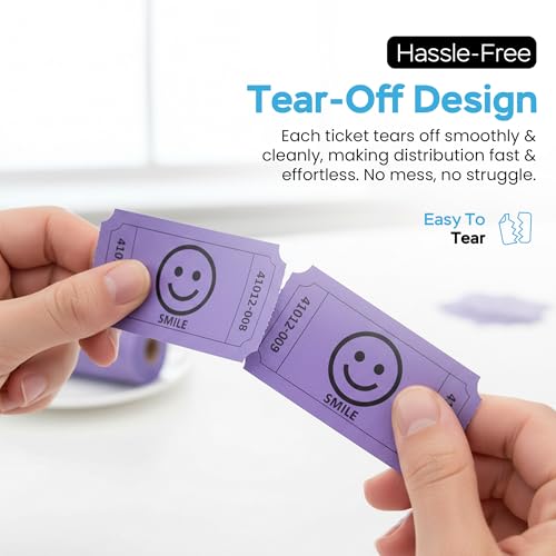 Smile Raffle Tickets - Multicolor Pack of 1000 - Blue, Yellow, Purple, Green
