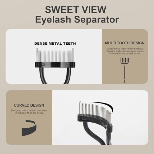 SWEET VIEW Eyelash Comb and Mascara Clump Remover Tool with Metal Teeth
