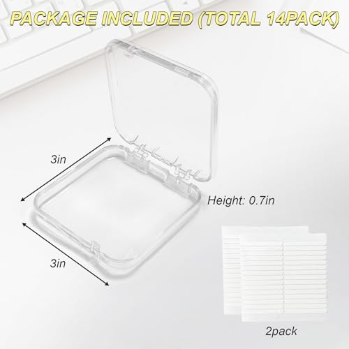 14-Piece Clear Acrylic Nail Storage Box with Adhesive Tape