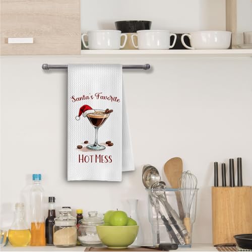 Espresso Martini Christmas Kitchen Towels - 16x24 in Hand Towels, Santa’s Favorite Gift