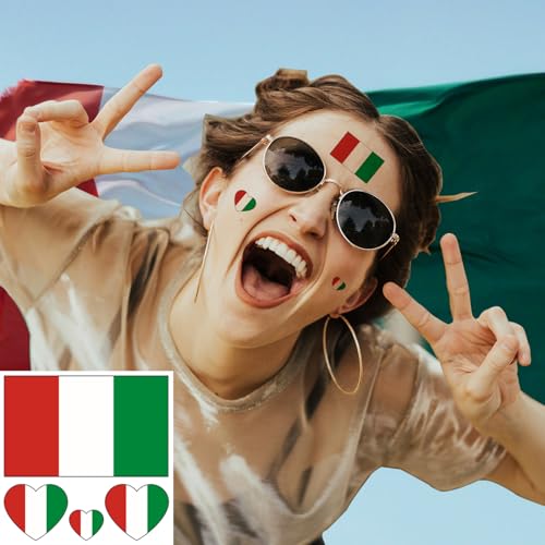 Italian Flag Temporary Tattoos - 100pc Patriotic Italy Fake Tattoo Stickers
