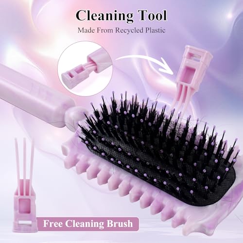 KEXUEZE Curl Defining Styling Brush with Cleaning Claw, Violet