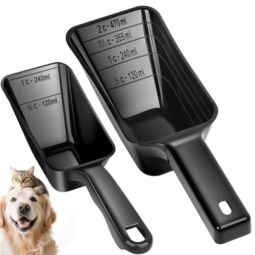 2-Pack Dog Food Scoop Set - 1 Cup & 2 Cup Measuring Scoops
