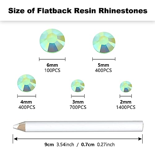 3000PCS Grass Green AB Flatback Rhinestones for Crafts & Nail Art