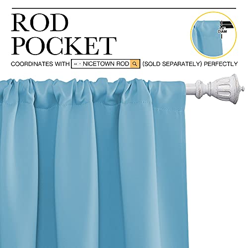 NICETOWN Teal Blue Blackout Curtains - 42x45 Inch Thermal Insulated Drapes