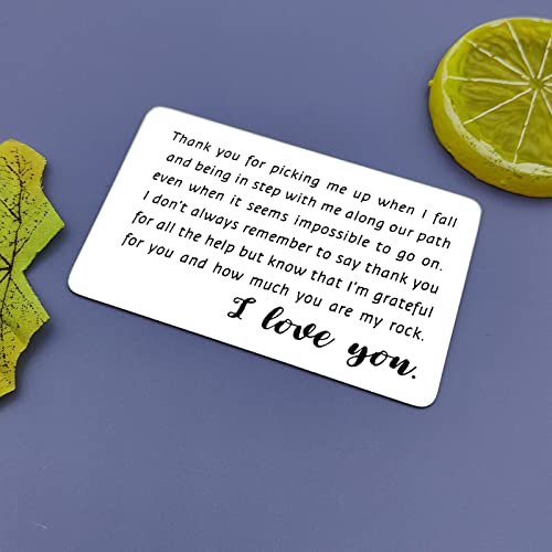 Engraved Metal Wallet Insert Card Romantic Appreciation Gift for Husband Boyfriend