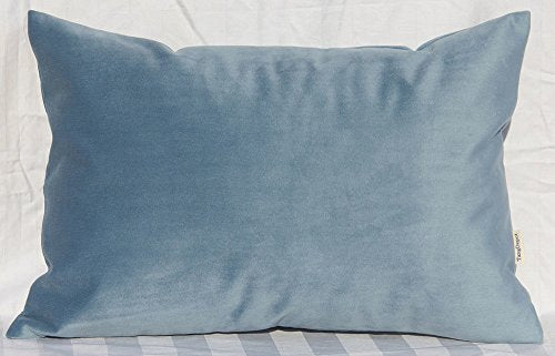 TangDepot 12x20 Velvet Throw Pillow Cover, Blue Soft Decorative Cushion Case