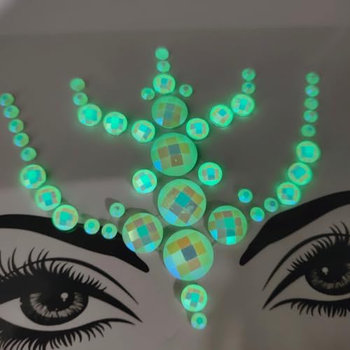 Topz Glow in the Dark Face Jewels Festival Makeup Self Adhesive Gems