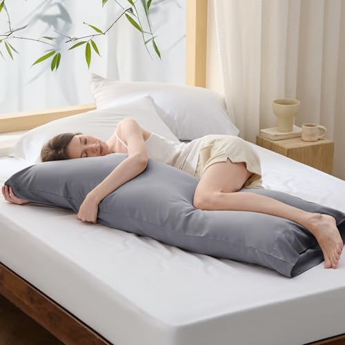 Bedsure Bamboo Body Pillowcase, 20" x 54", Silver Grey