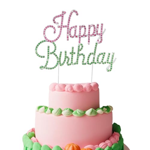 Witch Theme Birthday Cake Topper - Pink & Green Rhinestones