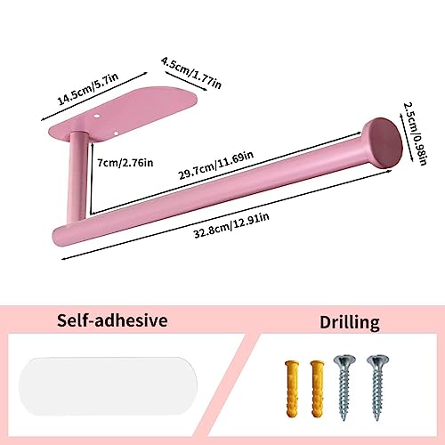 YeeBeny Pink Paper Towel Holder - Self-Adhesive or Drilling Mount