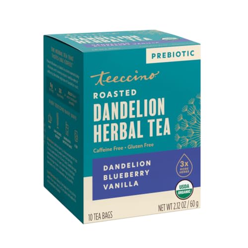 Teeccino Dandelion Blueberry Vanilla Herbal Tea - 10 Count Caffeine-Free