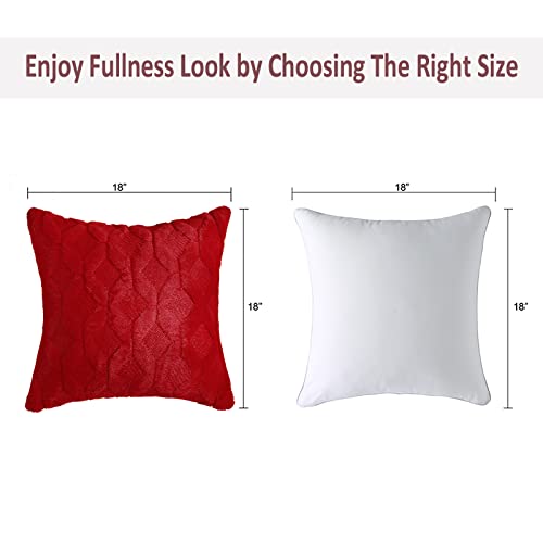 Christmas Faux Wool Pillow Covers 18x18 Inch Pack of 2 - Red