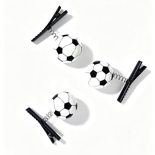 Soccer Ball Spring Hair Clips 3-Pack - Novelty Football Alligator Hair Accessories for Sports Fans and Party Favors