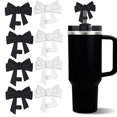 8PCS Bow Straw Toppers for 30oz/40oz Tumblers - Silicone Covers
