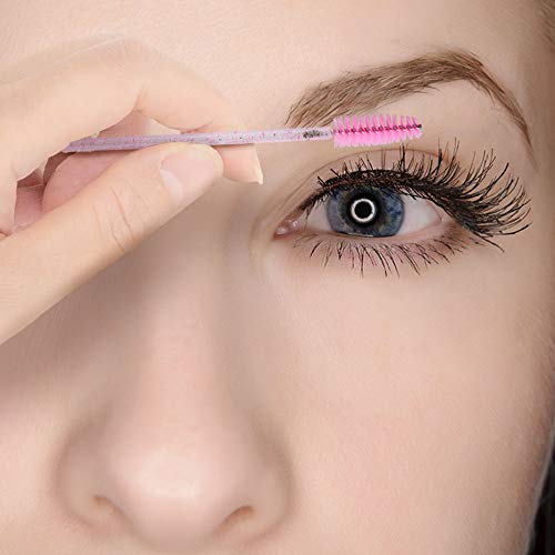 G2PLUS 100PCS Disposable Eyelash Mascara Brushes with Pink Crystal Handles