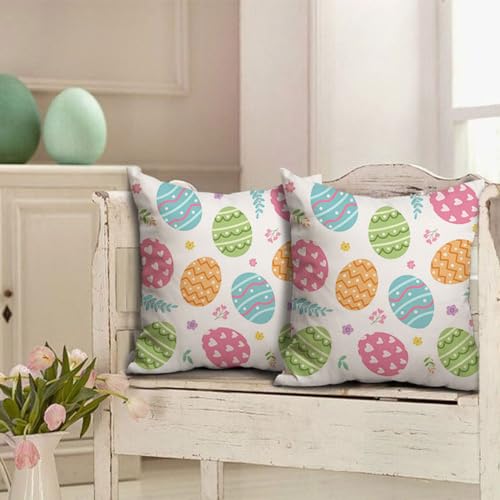Easter Egg Throw Pillow Covers 18x18 Set of 2, Decorative Spring Sofa Decor