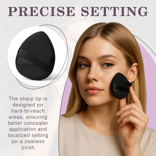 Brvlsoc 4PCS Makeup Sponge Puff Set - Latex-Free Non-Absorbent Foundation Blenders with Dual-Ribbon Grip
