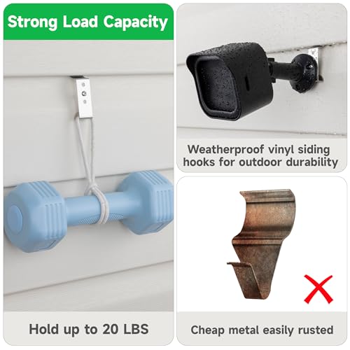 Cozcty Heavy Duty Vinyl Siding Hooks - 12 Pack Adjustable Clips for Outdoor Cameras & Décor