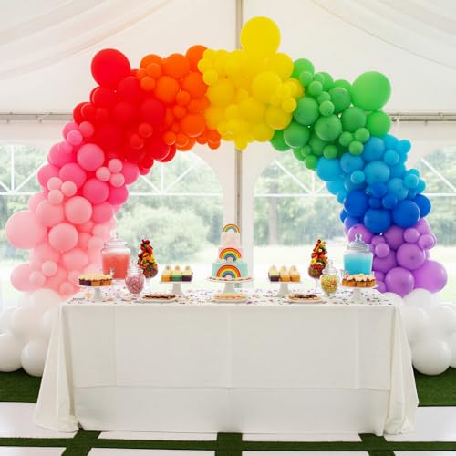 RUBFAC Rainbow Balloons 120pcs - 5 Inch Mini Latex Balloons for Birthday & Party Decor