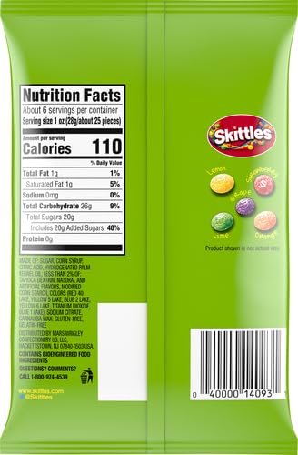 Sour Skittles Candy - 5.7 Oz Pack of 12, Tangy Gummy Fruit Chews