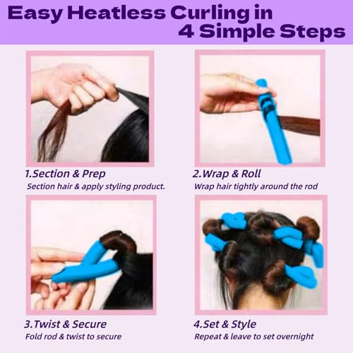 Flexible Foam Hair Curlers - 10 Pack Soft Heatless Curling Rods