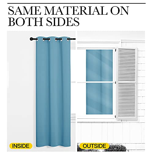 NICETOWN Teal Blue Blackout Curtains, 55"W x 78"L Thermal Insulated Drapes