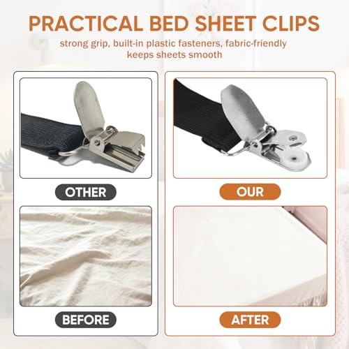 Adjustable Bed Sheet Holder Straps - 2 Pcs Grippers for All Sizes