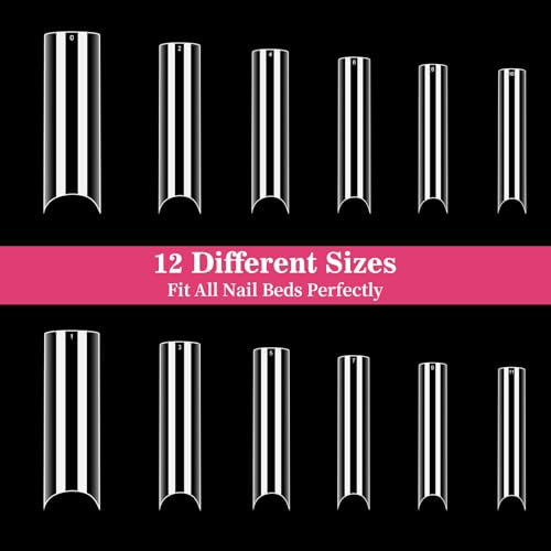 RAQEHO 2XL Extra Long Square Nail Tips 240PCS Clear False Nails Half Cover
