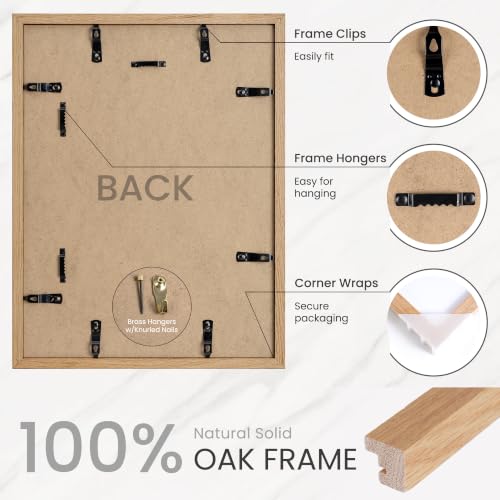 Venusmiles 11x14 Natural Oak Wood Picture Frame with 8x10 Mat