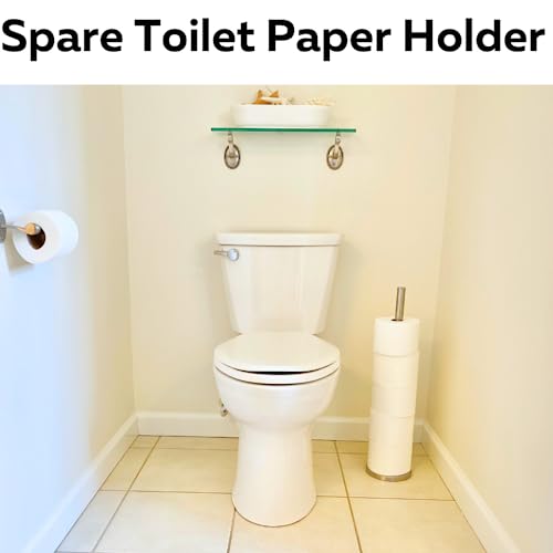 Evelots Free Standing Toilet Paper Holder Stand - Holds 6 Mega Rolls - 24.5 Inches Tall Stainless Steel