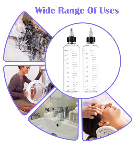 Hair Applicator Bottles 2-Pack Squeeze Root Dye & Oil Dispenser