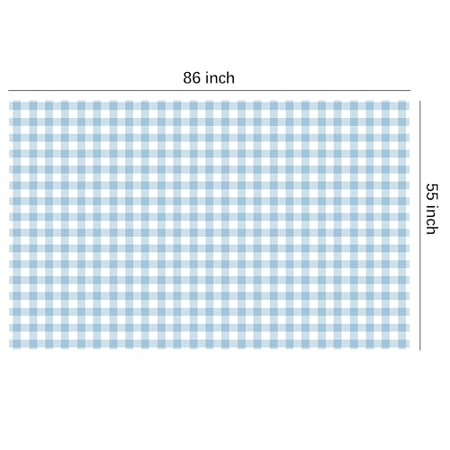 Light Blue Gingham Tablecloth Set - 3 Pcs, 55 x 86in