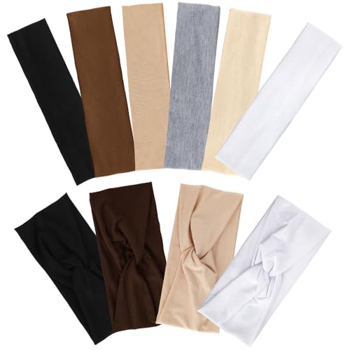 AHONEY 10 Pack Non-Slip Cotton Headbands for Women Workout Yoga