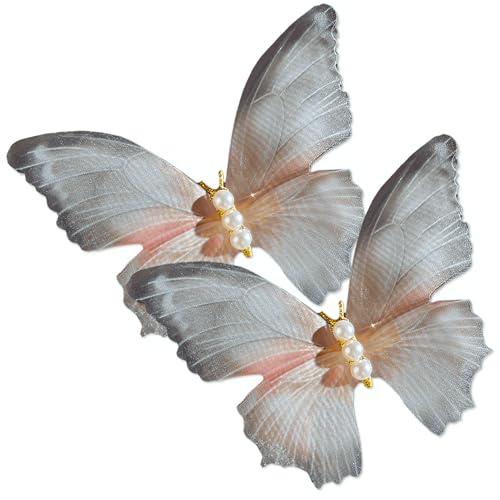 Grey Butterfly Hair Clips Non-Slip Duckbill Hair Accessories 2 Pack