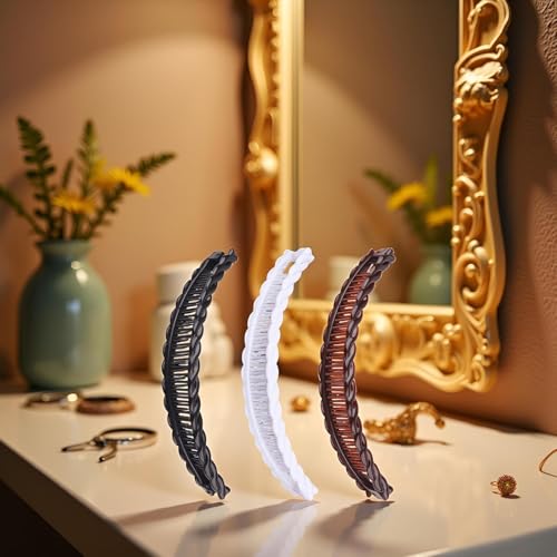 3 Pack Banana Hair Clips Set Vintage Bow Hair Grips for Thick Hair
