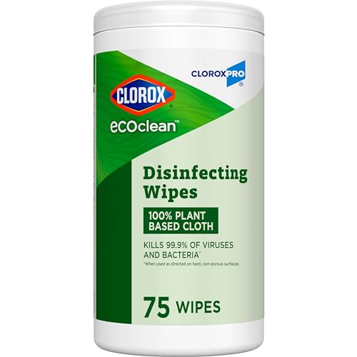 CloroxPro EcoClean Disinfecting Wipes, Plant-Based Multi-Surface Cleaner, 75 Count