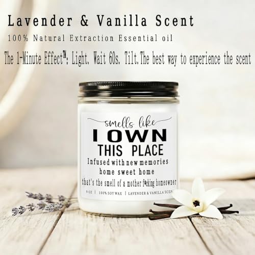 Lavender & Vanilla Scented Candle - 9 oz Natural Soy Candle for New Home Gifts