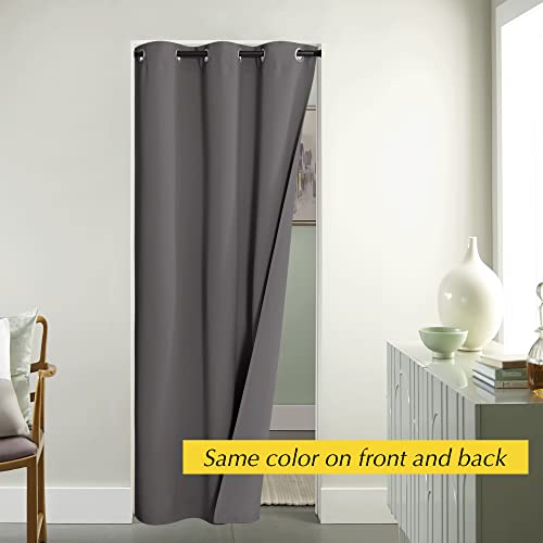 NICETOWN Grey Doorway Curtain - 42x80 Inch Grommet Closet Room Darkening Panel