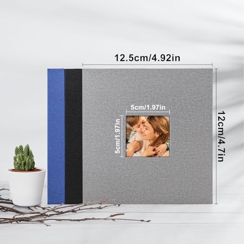 Black Linen Photo Album 4x4 - 2 Pack Top Load, Acid-Free
