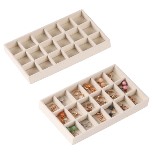 Beige Earring Organizer Tray - Stackable Jewelry Storage Set of 1