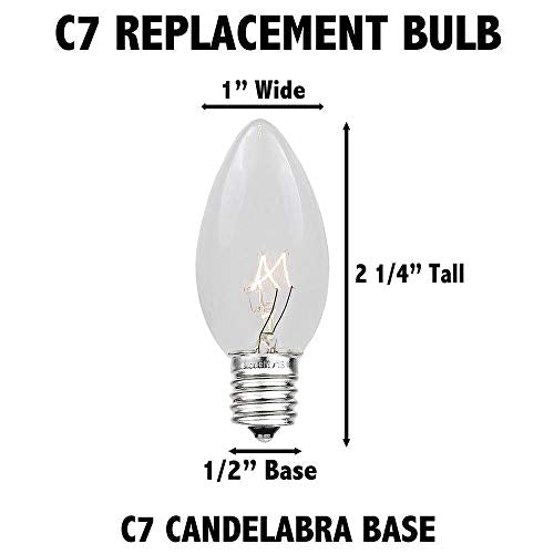Christmas Replacement Bulbs C7 E12 Base Clear 25 Pack - Novelty Lights