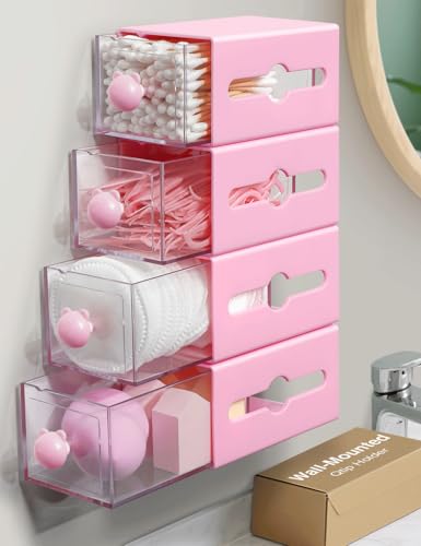 Wall-Mounted Qtip Holder for Bathroom Organization - 4 Pcs